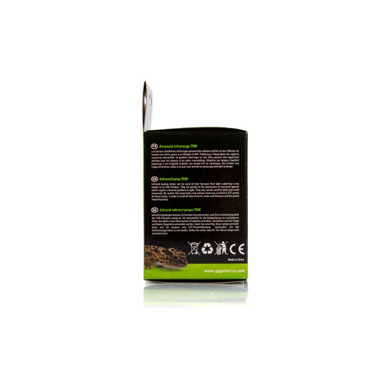 Lampe infrarouge 75W pour reptiles et petits animaux