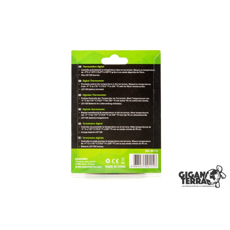 Thermomètre digital terrarium GiganTerra température précise