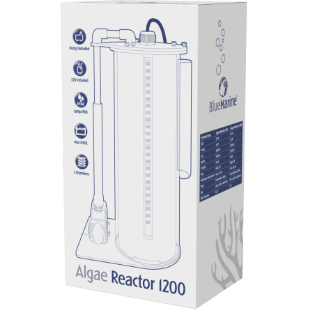 Réacteur à algues Blue Marine 1200 de 12 litres avec LED de culture pour aquarium marin