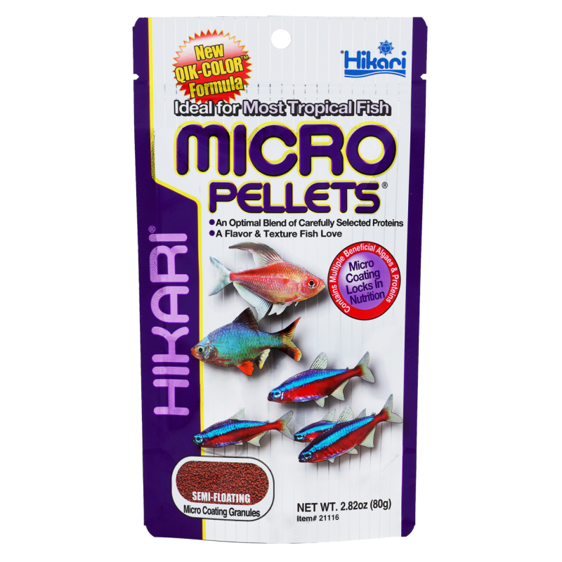 Pot de granulés Hikari Micro Pellets 80 g pour petits poissons tropicaux d'aquarium