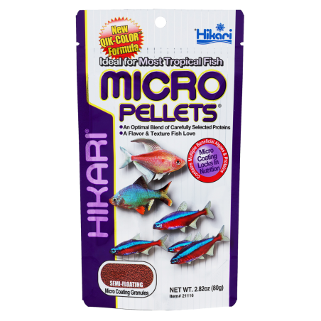 Pot de granulés Hikari Micro Pellets 80 g pour petits poissons tropicaux d'aquarium