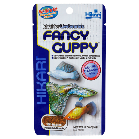 Sachet Hikari Fancy Guppy 22 g granulés pour guppys, platys et mollys