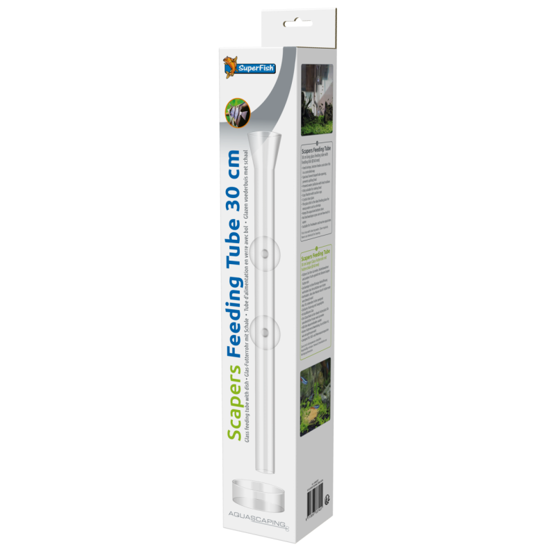 Tube de nourrissage en verre 30 cm SuperFish Scapers avec coupelle et ventouses