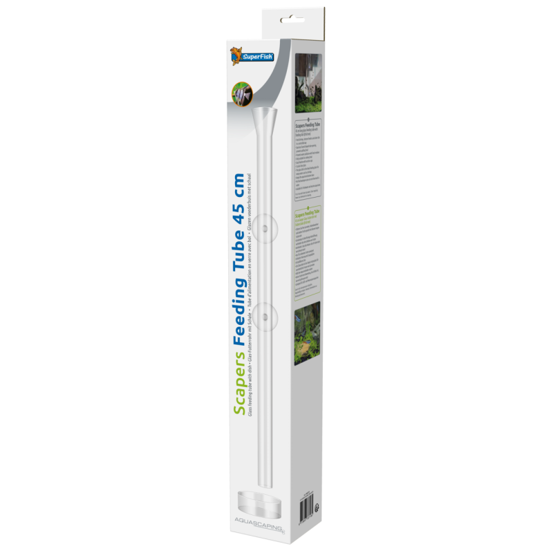Tube de nourrissage en verre 45 cm SuperFish Scapers avec coupelle pour aquarium haut