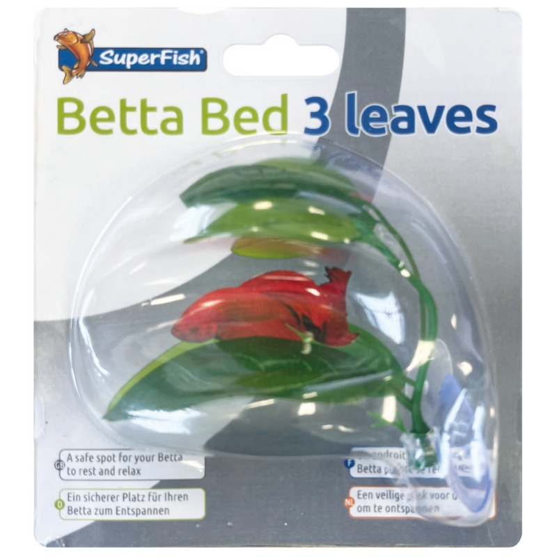Lit de repos à trois feuilles SuperFish Betta Bed avec ventouse pour poisson combattant