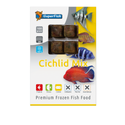Plaque congelée SuperFish Cichlid Mix 100 g en 24 cubes pour cichlidés d'aquarium