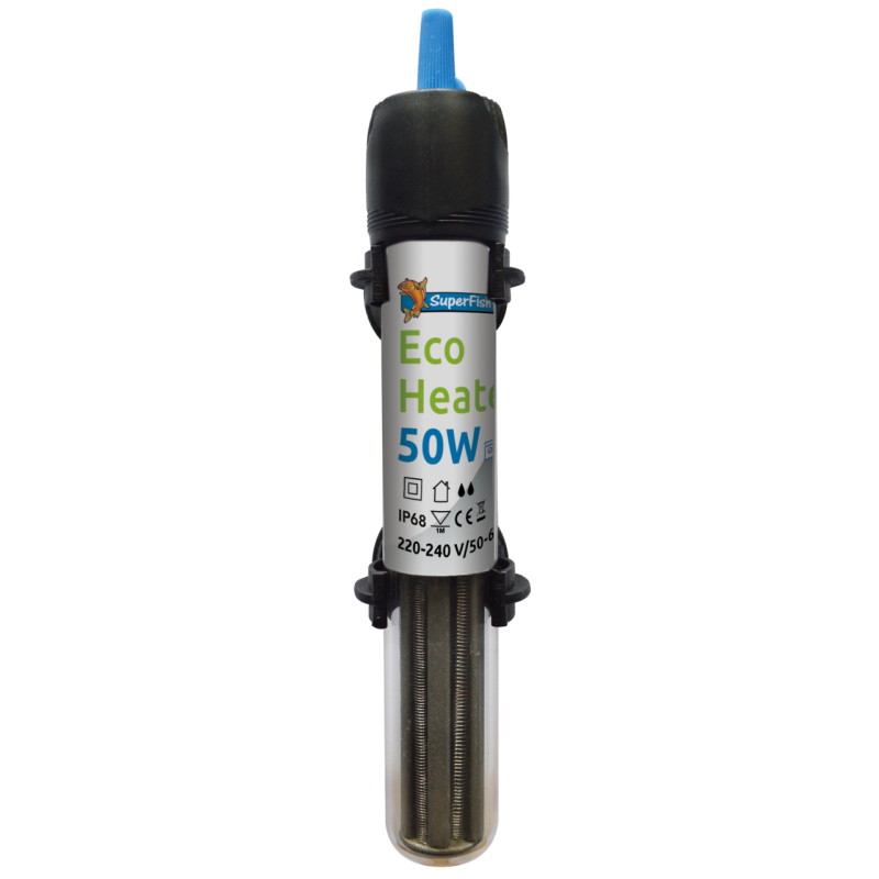 Chauffage d'aquarium SuperFish Eco Heater 50 W de 17 cm avec ventouses
