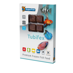 Plaque de tubifex congelés 100 g en 24 cubes pour poissons d'aquarium