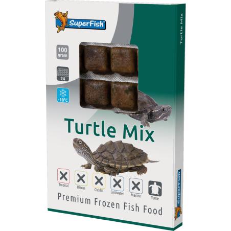 Plaque de nourriture congelée 100 g en 24 cubes pour tortues aquatiques