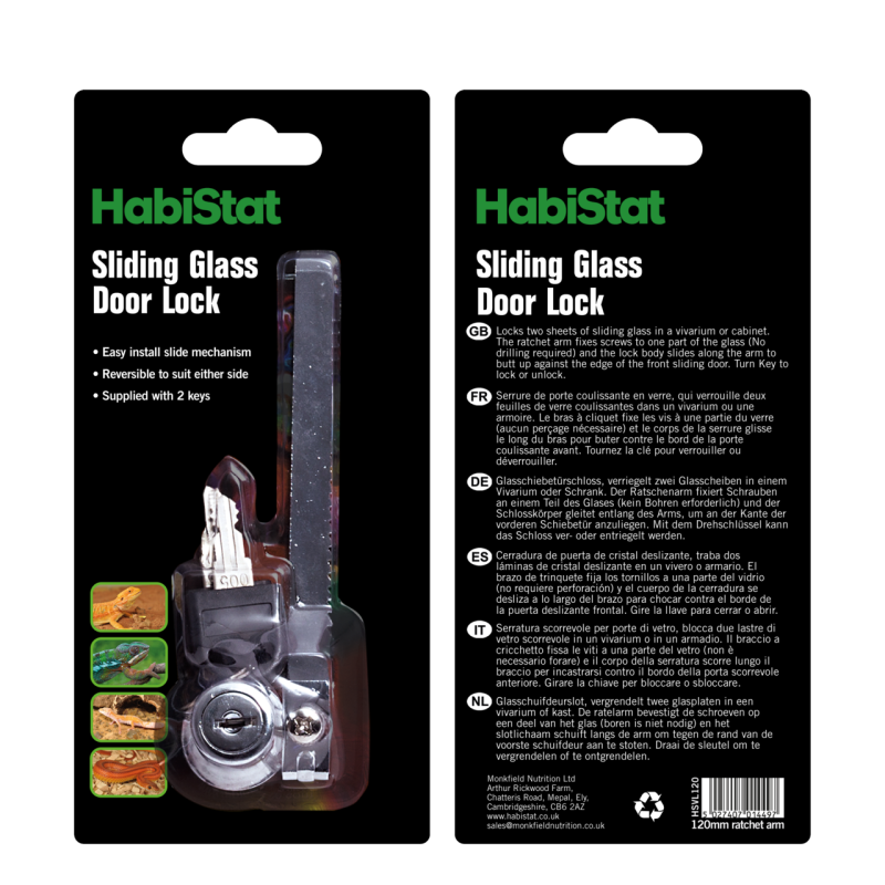 Serrure HabiStat 120 mm pour vivarium : Sécurité renforcée pour terrarium coulissant