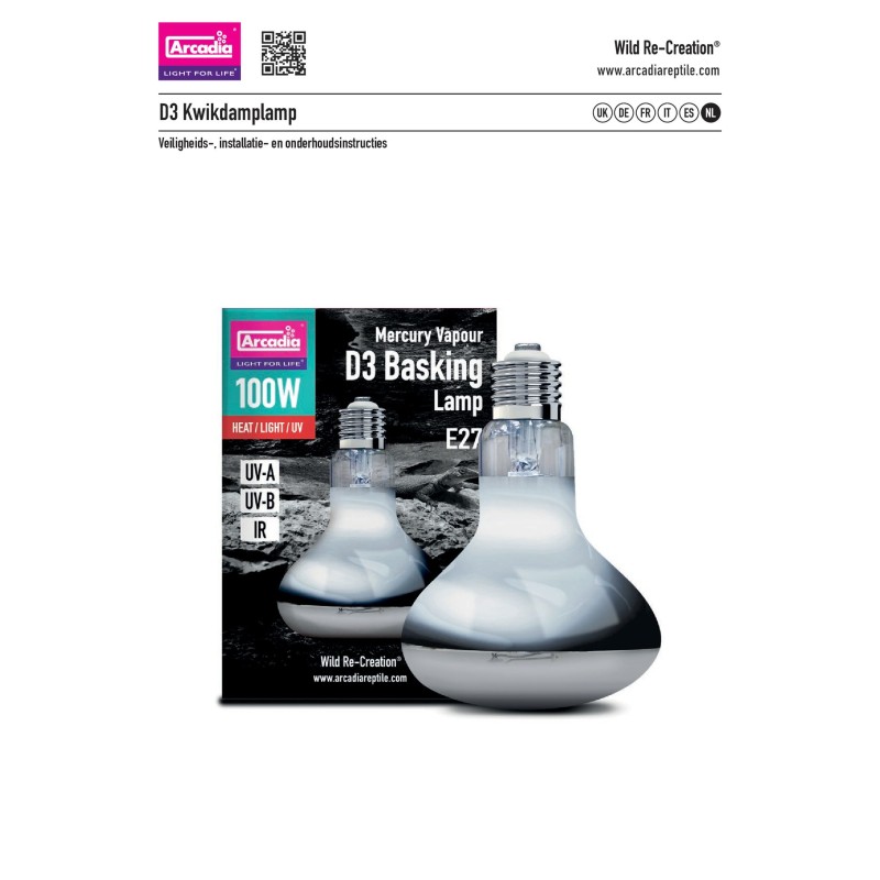 Arcadia 2nd Generation UV Basking Lamp 100 Watt