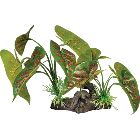 Repto Plante sur déco éléphant rouge 28x12x17cm