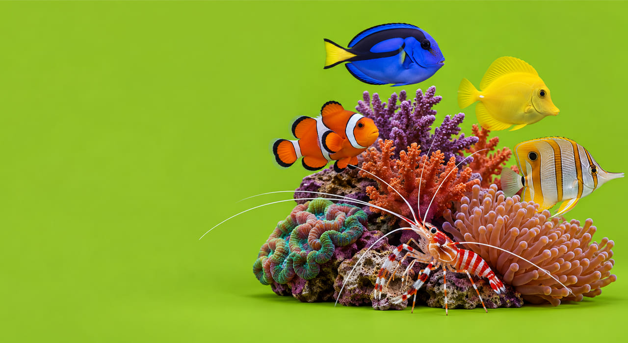 Aquarium planté avec poissons, matériel et produits pour l'aquariophilie